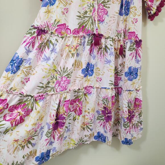 Matilda Jane Enchanted garden hibiscus and palm print short sleeve dress size XS - Picture 4 of 12
